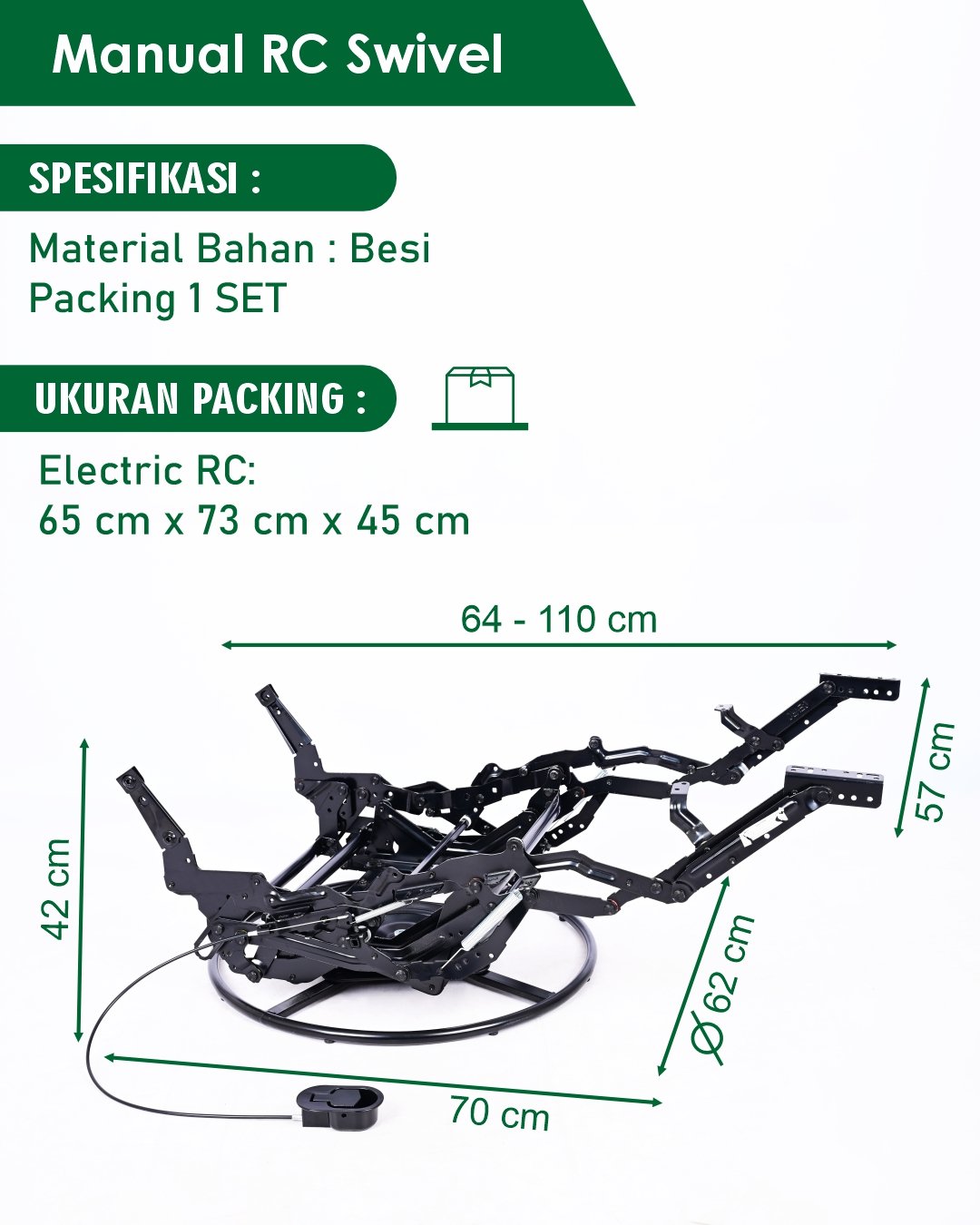 RC Sofa 1 Dudukan - Manual Swivel - Image 5