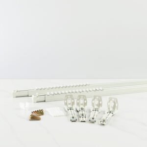 Rell Vitrase Aluminium Premium – Set Rel Batang Vitrase Gorden Teleskopik Single & Double - White