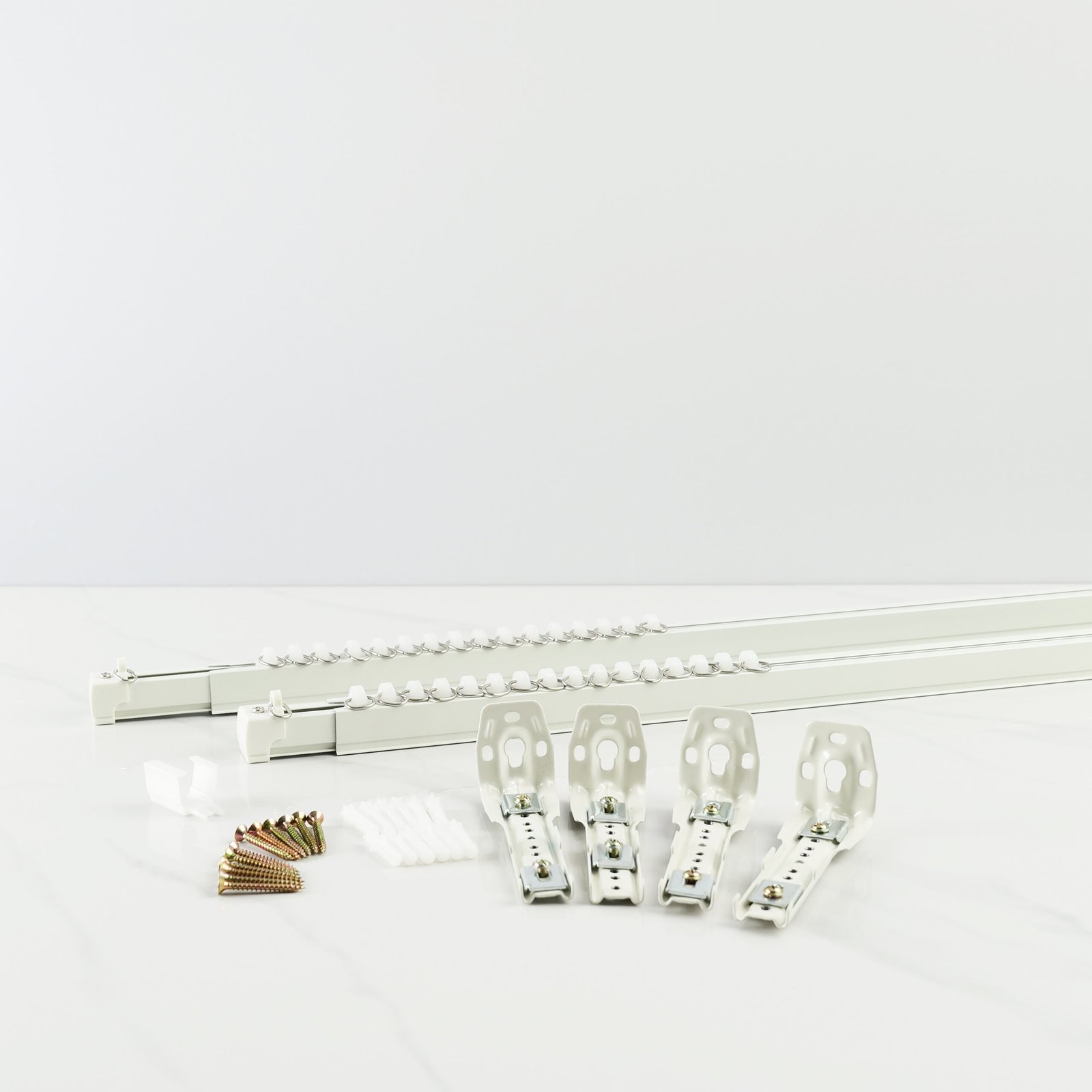Rell Vitrase Aluminium Premium – Set Rel Batang Vitrase Gorden Teleskopik Single & Double - White